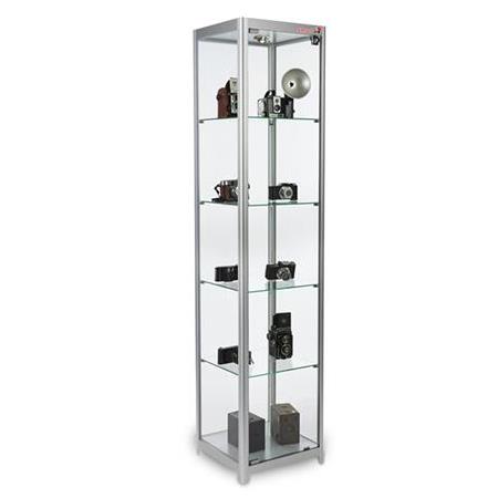 1840ES Gümüş Gri Camlı Vitrin, Camlı Dolap, Camlı Koleksiyon Vitrini, Teşhir Vitrini