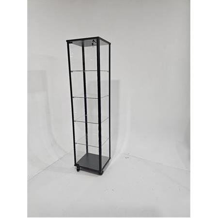 1643B  SİYAH Camlı Vitrin - Camlı Dolap - Camlı Koleksiyon Vitrini - Cam Raf -Demonte Ürün 164X40X35