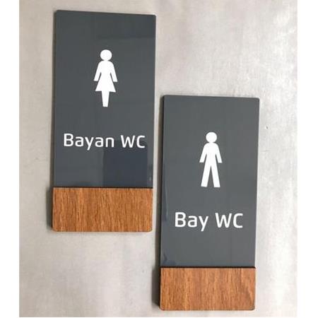Wooden Serisi Dikey Wc Yönlendirme Levha Seti