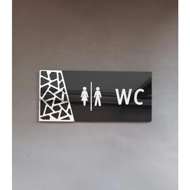 Black Silver Pattern Seri Wc Yönlendirme Tabelası