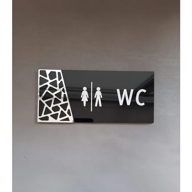 Black Silver Pattern Seri Wc Yönlendirme Tabelası