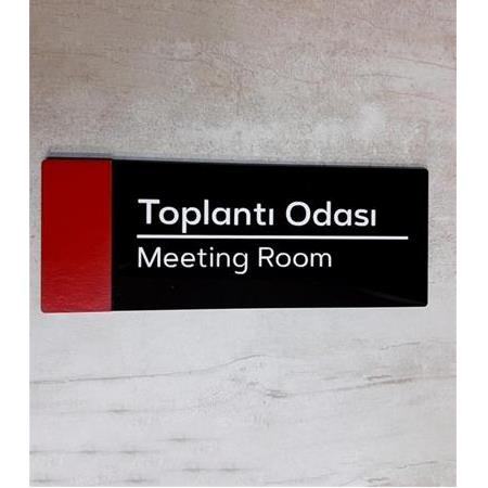 Kırmızı Detaylı Toplantı Odası Kapı İsimliği