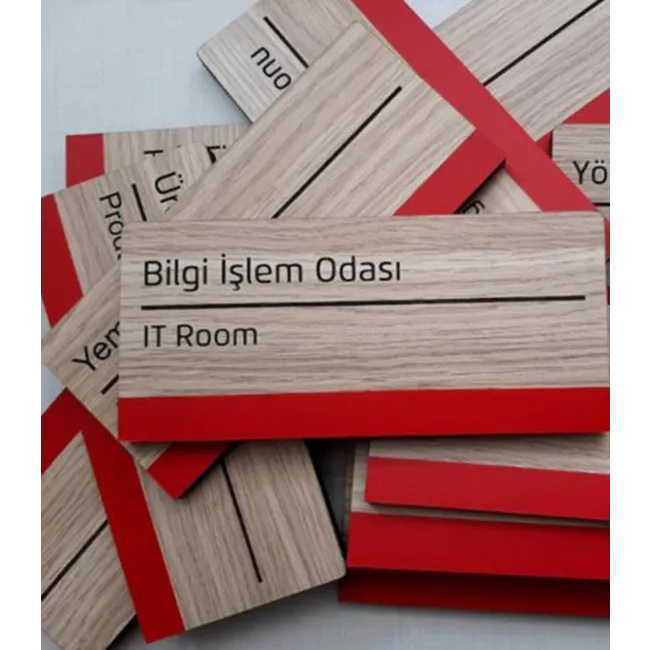 Dekoratif Ahşap Kapı Tabelası - Kapı Isimliği - Toplantı Odası